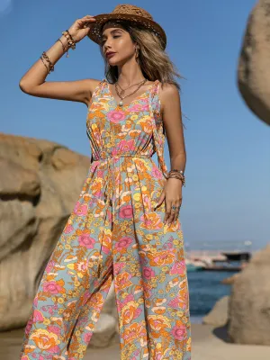 Sophisticated Elegance: V-Neck Wide Leg Jumpsuit