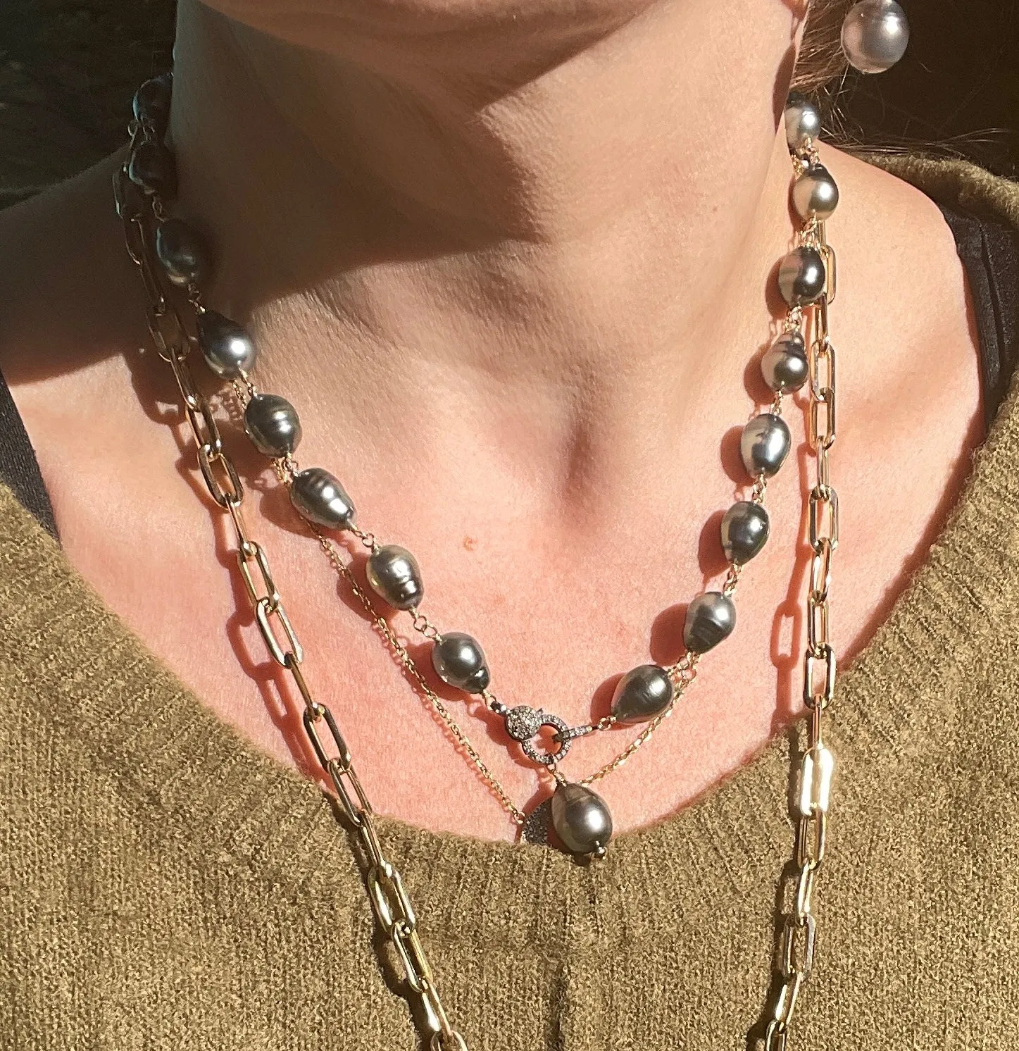 South Sea Tahitian Pearl Necklace with Diamond Clasp