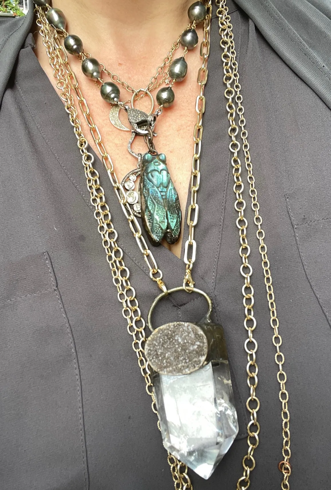 South Sea Tahitian Pearl Necklace with Diamond Clasp
