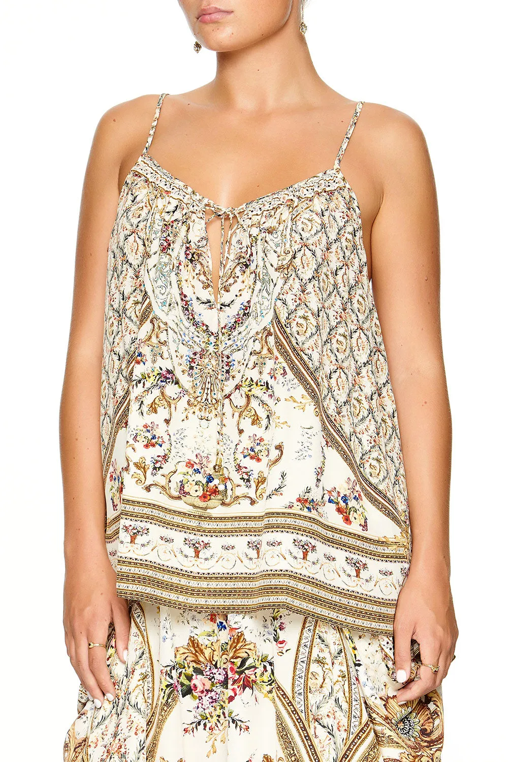 STRAP TOP WITH TIE FRONT DETAIL OLYMPE ODE