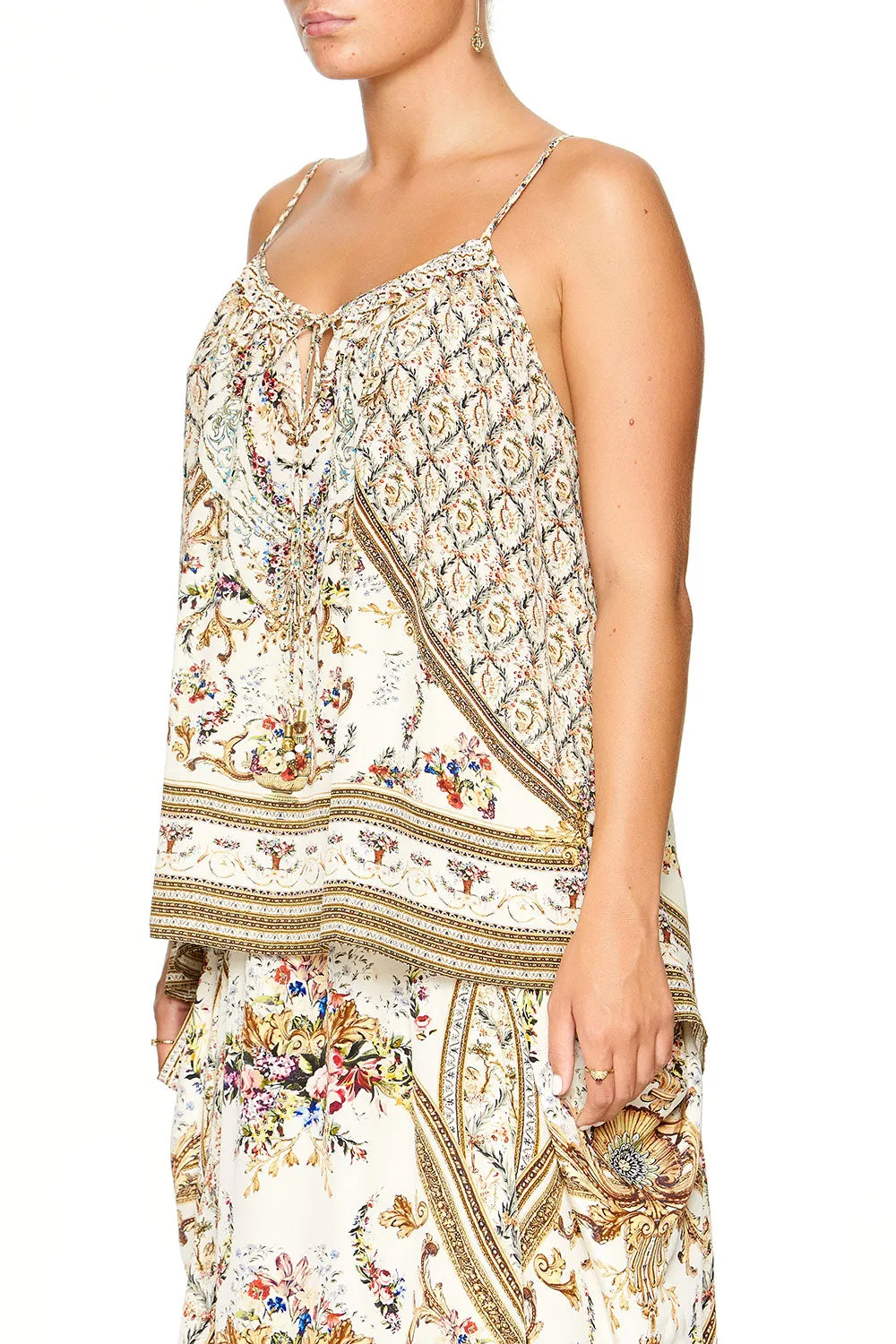 STRAP TOP WITH TIE FRONT DETAIL OLYMPE ODE