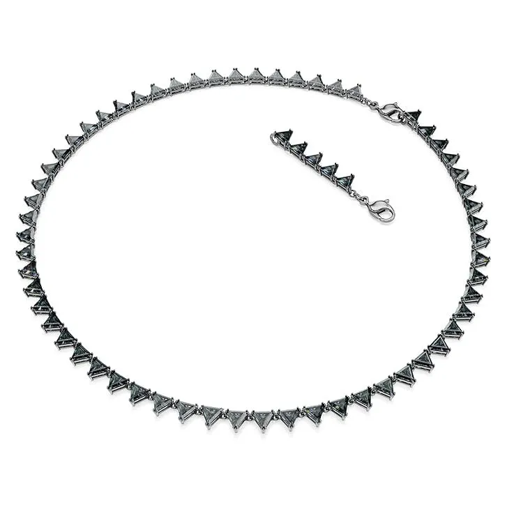 Swarovski Part of the Matrix Collection Women's Gray Triangle-Cut Crystals in a Ruthenium-Finished Setting Matrix Tennis Necklace - 5672276