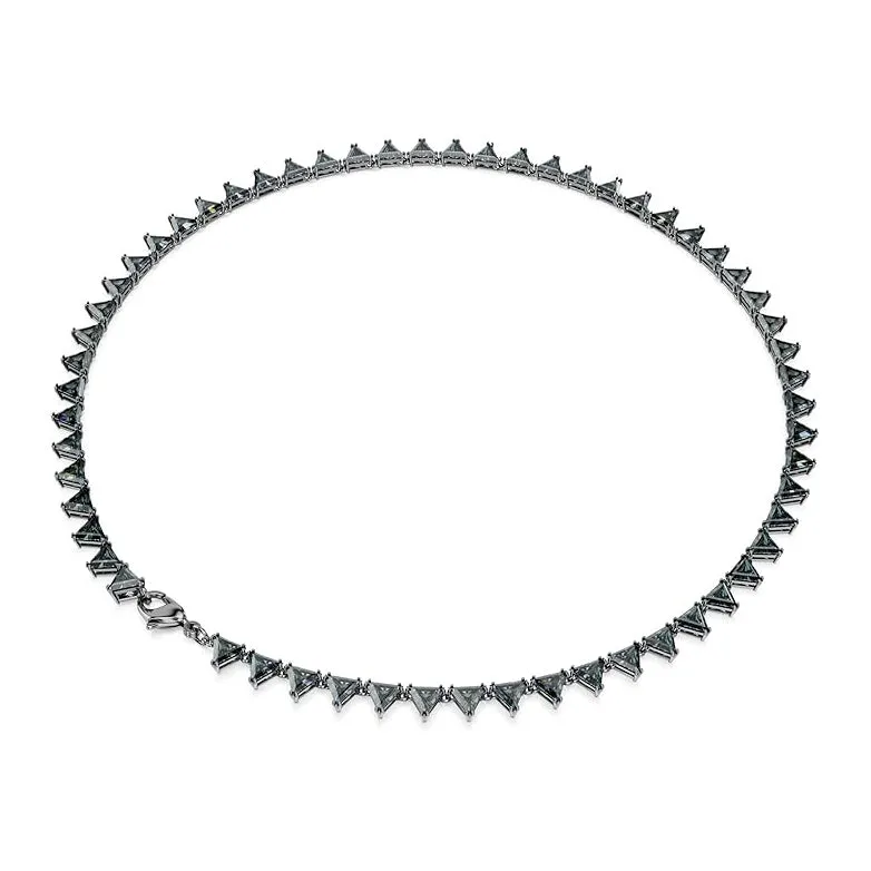 Swarovski Part of the Matrix Collection Women's Gray Triangle-Cut Crystals in a Ruthenium-Finished Setting Matrix Tennis Necklace - 5672276