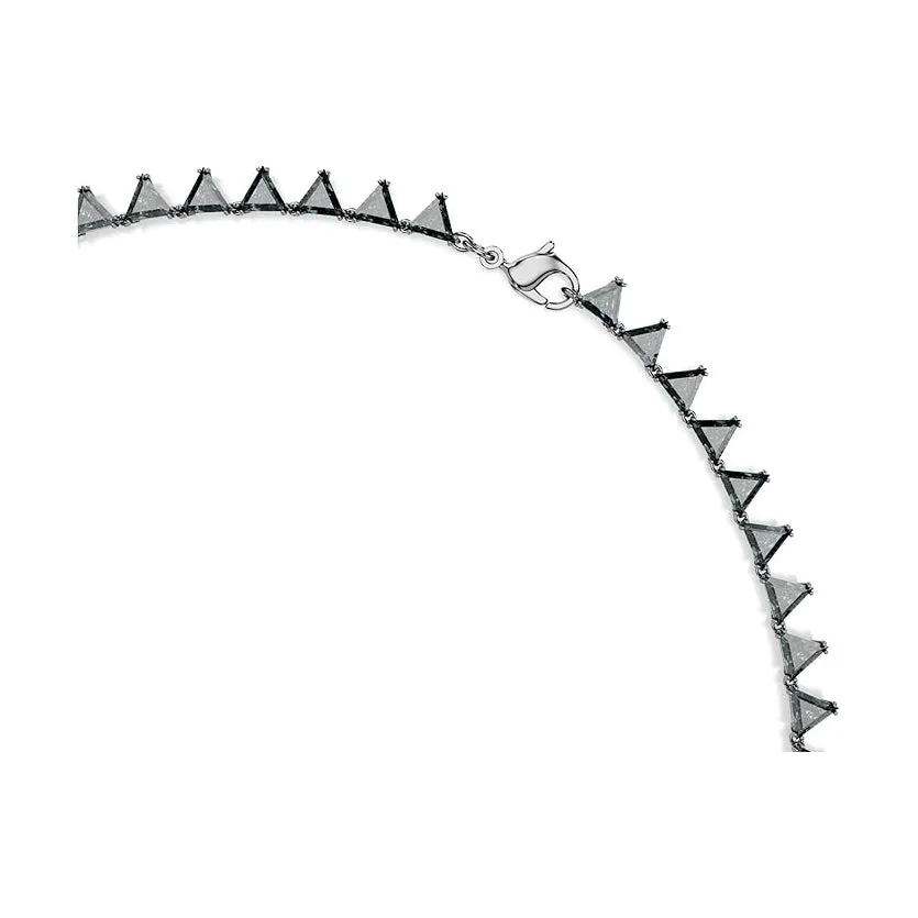 Swarovski Part of the Matrix Collection Women's Gray Triangle-Cut Crystals in a Ruthenium-Finished Setting Matrix Tennis Necklace - 5672276