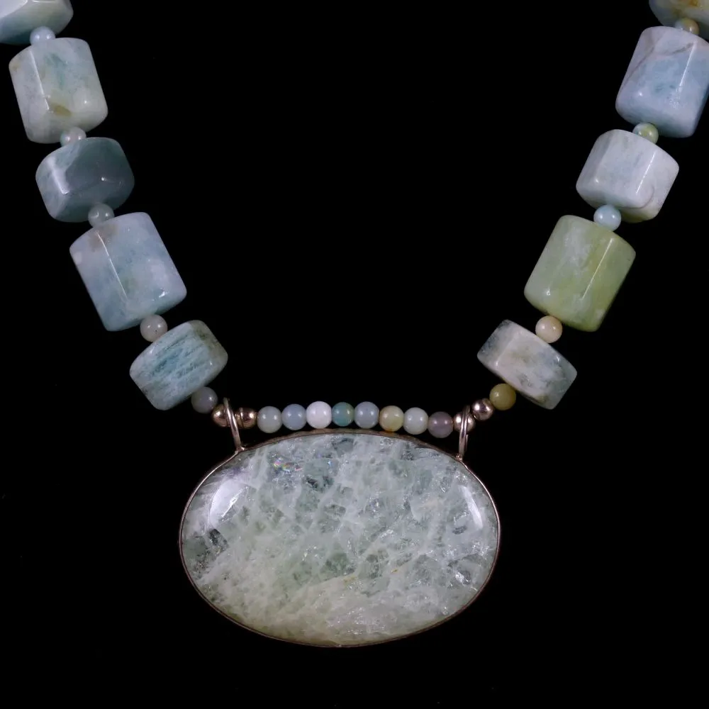 Vintage Aquamarine Silver Necklace Natural Aquamarines